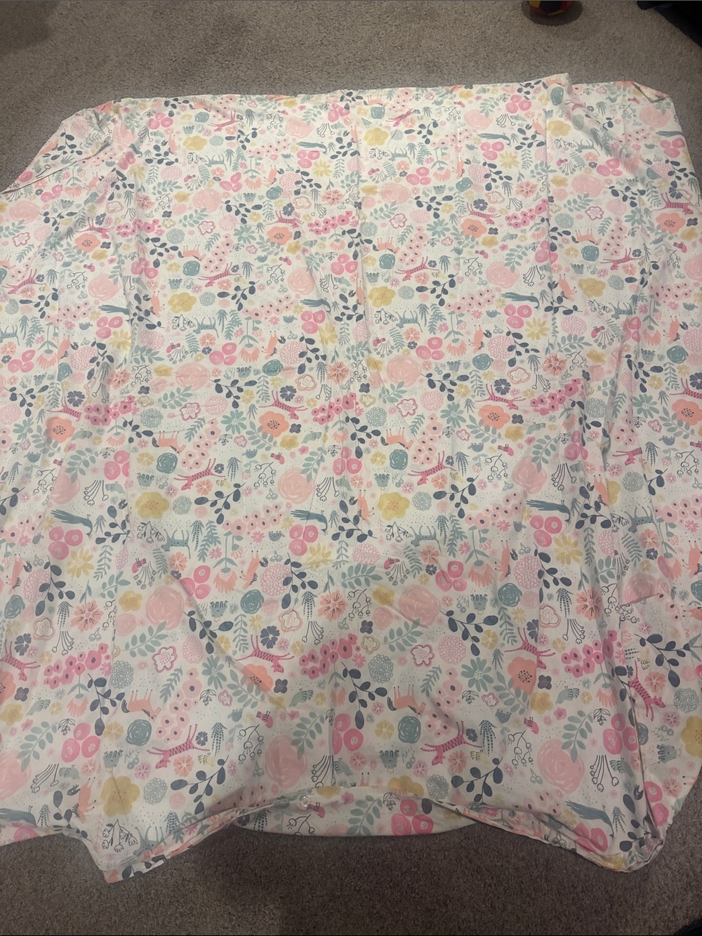 Pottery Barn Kids Pastel Floral Duvet Cover in White, Pink, Yellow & Blue EUC
